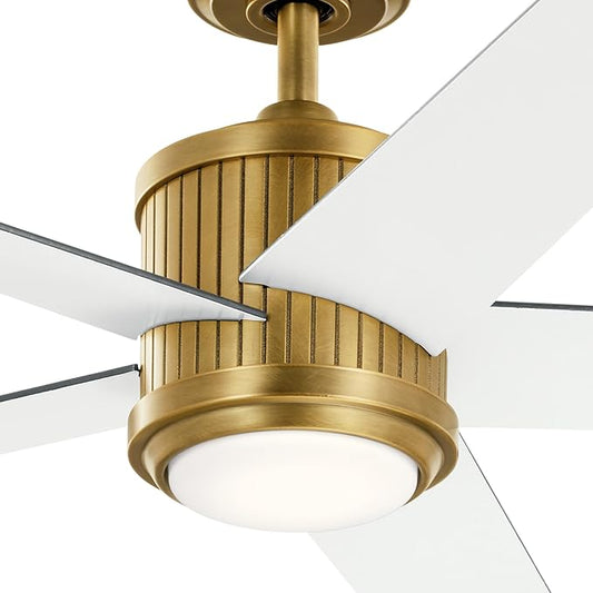 Kichler 52 Inch Gentry Lite Ceiling Fan, Industrial LED Light Ceiling Fan in Distressed Black, (14.25" H x 52" D), 300241DBK