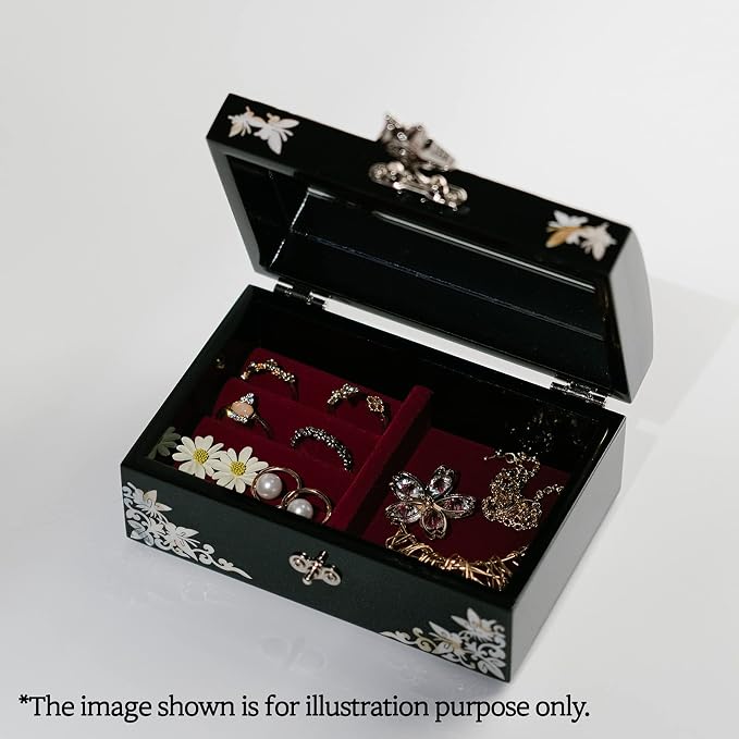 February Mountain Mother of Pearl Small Korean Jewelry Box - Unique Gifts Wooden Box Sister birthday gifts from sister, christmas gifts for women birthday unique gifts for her Oriental Room Decor