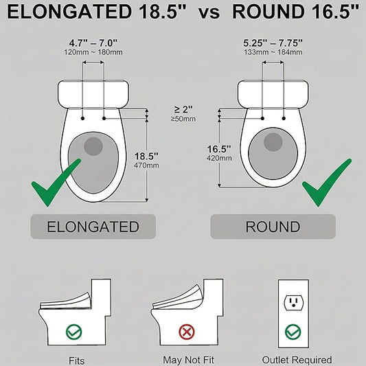 Bidet Toilet Seat Elongated,Instant Heating, Feminine Wash And Front And Rear Wash, Adjustable Temperature, Wireless Remote Control, Self-Cleaning Nozzle, LED Light, Slow-Down Function,Easy To Install