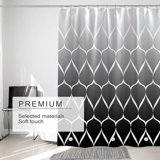 Black Shower Curtain Liner, 4G PEVA Shower Liner, Plastic Peva Waterproof Shower Curtains, 72x72 inch with Grommet Holes 3 Magnetic Weights