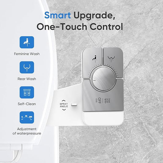 Upgrade Bidet Attachment for Toilet Seat, Adjustable Angle Dual Nozzle, Self-Cleaning, Non-Electric Bidet Attachment for Rear & Feminine Wash, Controllable Fresh Cold Water Pressure (Chrome)