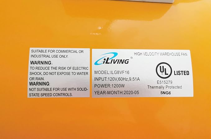 iLiving Utility High Velocity Blower, Fume Extractor, Portable Exhaust and Ventilator Fan (Utility 16")