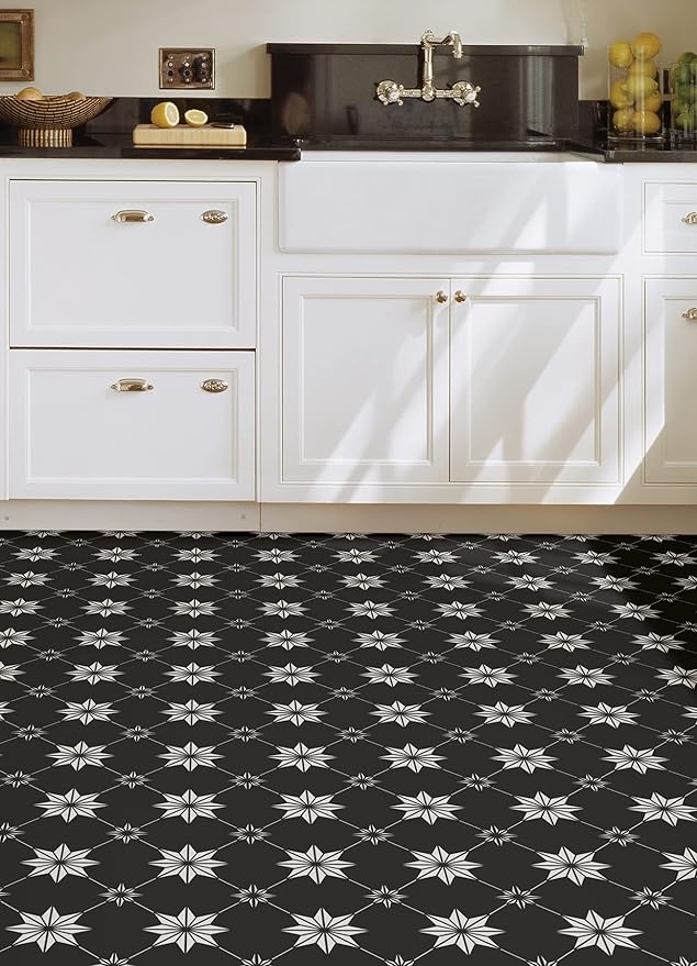 FloorPops Black Rigel Peel & Stick Floor Tiles, FP3990