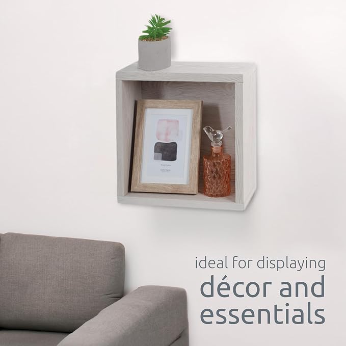 Kiera Grace Cubbi Floating Shelves, Modern Wall Mounted Shelves for Bedroom, Bathroom, Kitchen, Office,11.8", Grey, 1Pack