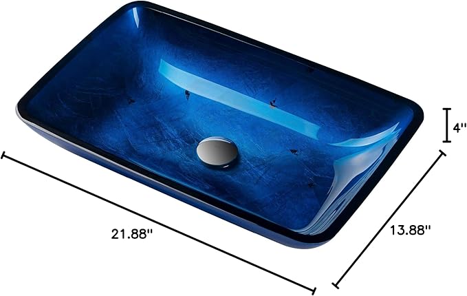 Kraus Irruption Blue Rectangular Glass Vessel Bathroom Sink with PU Oil Rubbed Bronze