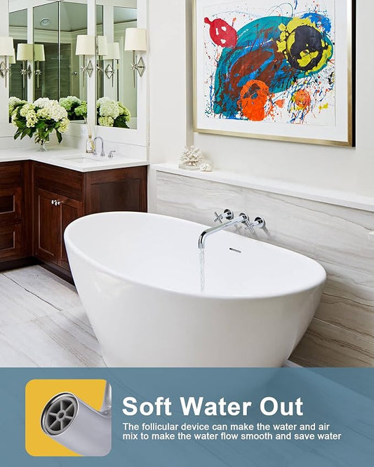 Wall Mount Tub Filler ARCORA Chrome Bathtub Faucet Long Spout Reach, 2 Cross Handles Wall Mounted Tub Faucet with Brass Rough in Valve Included
