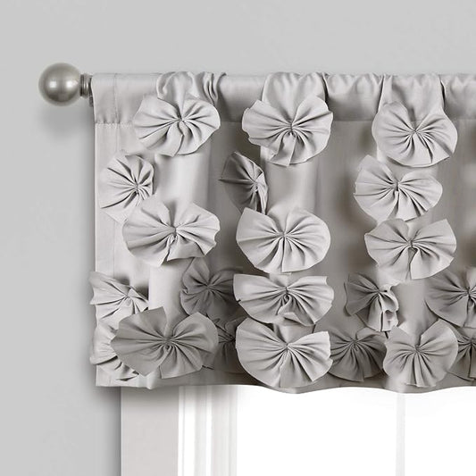 Lush Decor Riley Window Valance, Single 54" W x 18" L, Light Gray - Valance Curtains - Kitchen Valances for Windows - Bathroom Window Curtains
