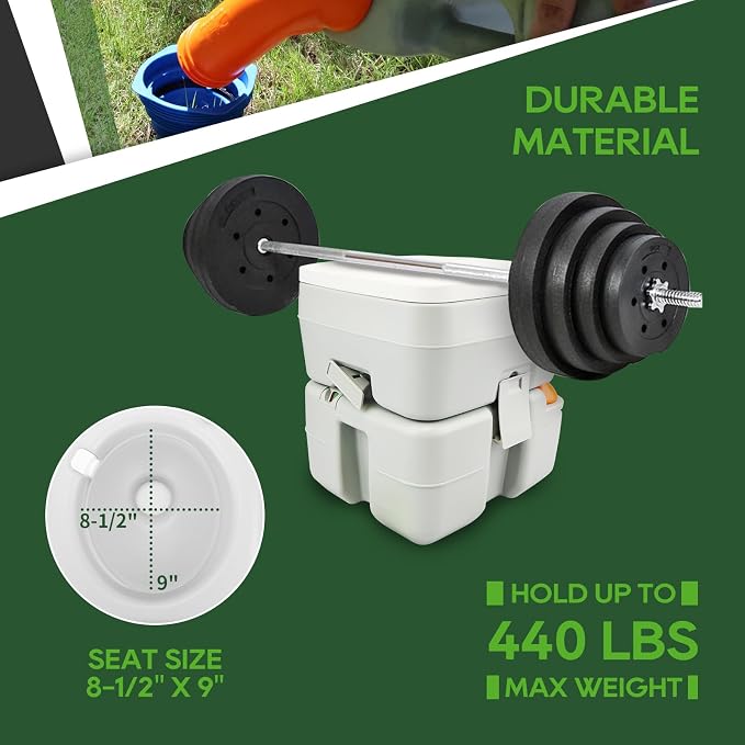 RVGUARD Portable Toilet, 5.3 Gallon Camping Toilet, Adult Waste Tank | Level Indicator, with Carry Bag and Wash Sprayer, for RV/Yacht/Truck