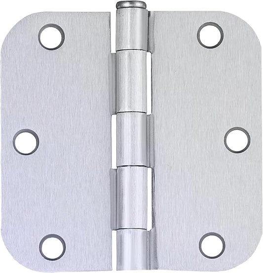 Design House Door Hinges for Interior Doors 12-Pack 3.5-inch x 3.5-inch – Rounded 5/8-inch Radius Steel Door Hinge – Brushed Chrome – Fits Standard Doors – Design House 184481