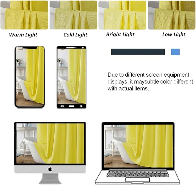 Lemon Stall Shower Curtain for Bathroom, 3D Embossed Textured Fabric Small Shower Curtain for Narrow Stall Size, Machine Washable Water Resistance, Hotel Style, 36" W x 72" L, Lemon