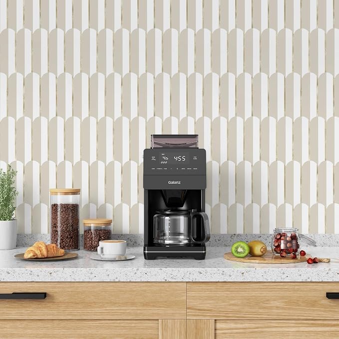 Vamos Tile Peel and Stick Backsplash Seamless Tile,PVC+Gold,Matt,10-Sheet | 11.9''x10.8'',White & Beige Self Adhesive Fish Scale Stick on Backsplash Tile for Kitchen & Bathroom & Laundry & Camper