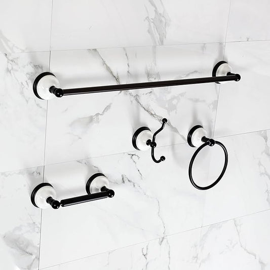 Kingston Brass BAK1111478MB Victorian 4-Piece 24-Inch Towel Bar Bathroom Accessory Set in Matte Black