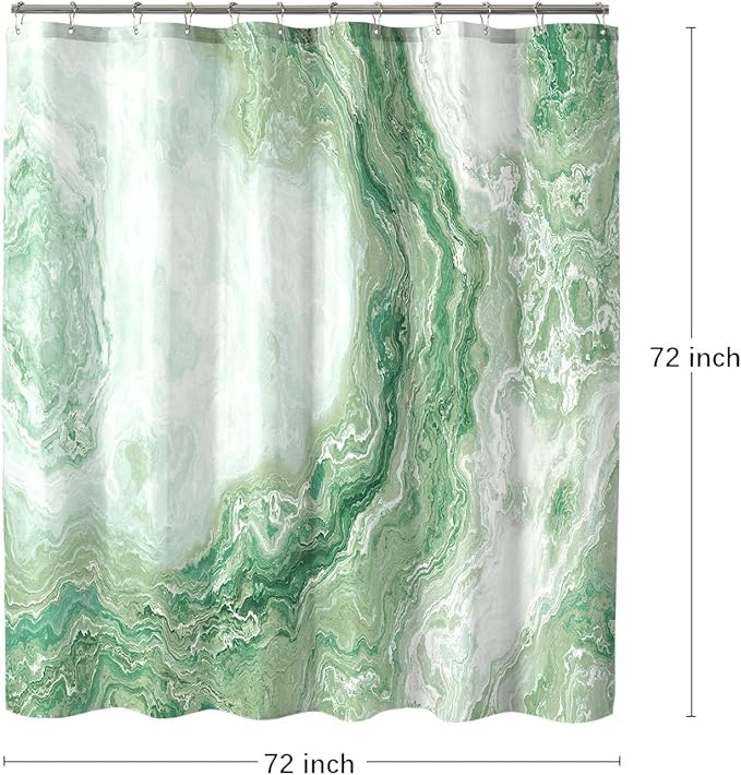 Sage Green Shower Curtain Marble Texture for Bathroom, Polyester Fabric Cloth Waterproof Bathroom Home Decor, 72x72 Inch