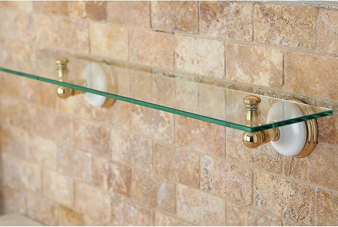Kingston Brass BA1119PB Victorian Glass Shelf, Polished Brass
