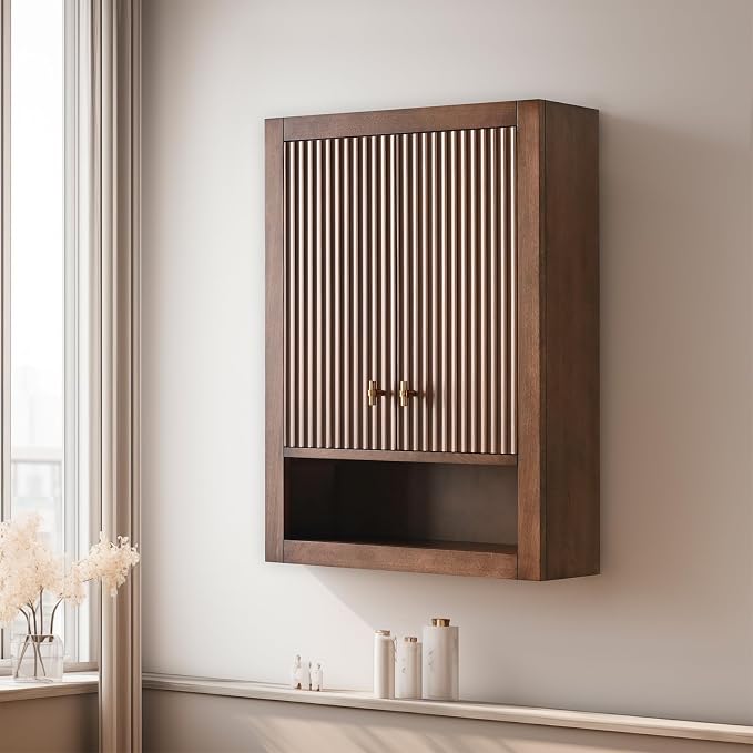Vanity Art Vanity with Storage Cabinet & Shelves, Free-Standing Vanity with Soft-Closing Doors, Walnut, Golden Brushed Handware VA91-TC-Walnut-GB