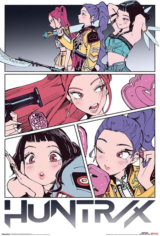 Netflix KPop Demon Hunters (2025) - Huntrix Manga Panels Wall Poster, 19L" x 13W", Premium Unframed Version