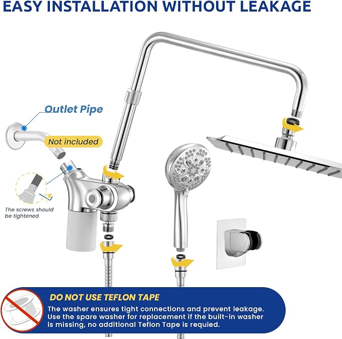 Upgraded Dual Shower Heads Combo, 10 inch Filtered Shower Head with Handheld, 3-Way Rain Shower Head with Filters, 7 Settings Handheld Spray, High Pressure, Height Adjustable (Silver)