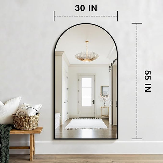 FICTOR 30" x 55" Arched Bathroom Vanity Mirror for Over Sink, Black | Anti-Rust Metal Framed, HD Tempered Shatter-Proof Glass, Modern Wall Mirror for Entryway, Living Room, Bedroom