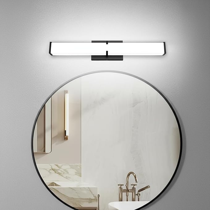 16 Inch LED Bathroom Lighting Fixtures Over Mirror, Modern Black Vanity Lights for Bathroom, Dimmable Vanity Light Bar, 5700K Cool White IP44 Waterproof Wall Light