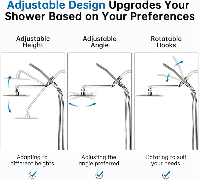G-Promise All Metal 10" Dual Square Shower Head Combo | Rain Shower Head | Handheld Shower Wand | Adjustable | 3-Way Diverter | 71" Extra Long Hose - A Bathroom Upgrade(Brushed Nickel) | Built to Last, Easy Install, Adjustable Height & Angle for All He...