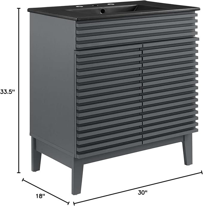 Modway Render 30" Bathroom Vanity with Sink in Gray Black