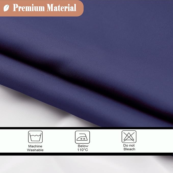 UFRIDAY Navy Blue Shower Curtain,72 x 75 Inch Long Fabric Shower Curtain Water Repellent with Window for Bathroom, with 12 Hooks