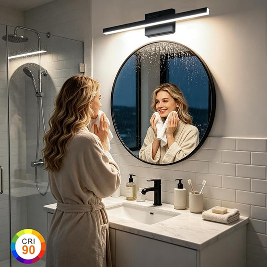 IZORRO Modern Bathroom Vanity Light 24 inch, Rotatable, 16W Dimmable Led Bathroom Light Fixture Over Mirror, Black Vanity Light Bar (5 Color Temperature)