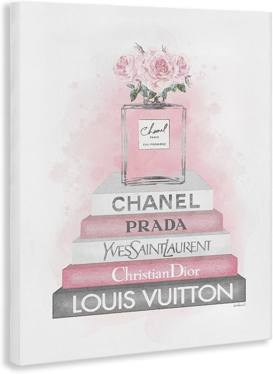 Stupell Industries 'Pink Roses Perfume Bottle Glam Fashion'| Canvas Art | Stupell Industries | 16 x 20 Inches, Easy to Hang and Sturdy, Made in USA, by Amanda Greenwood