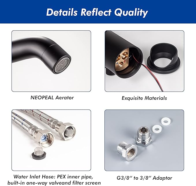 Touchless Bathroom Faucet for Home Use, with Temperature and Flow Control, Matte Black, TS-5303M