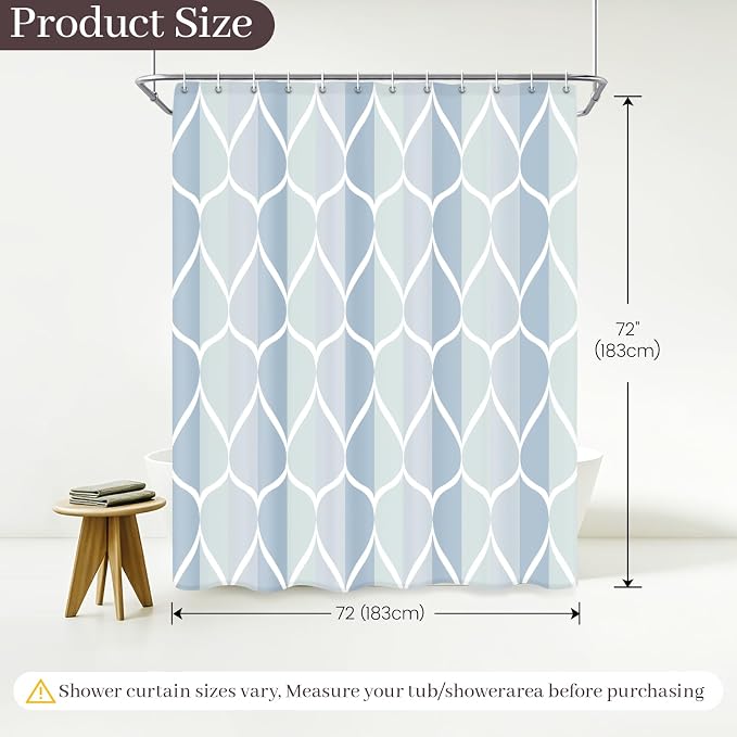 Gelbchu Geometric Shower Curtain for Bathroom, Dark Blue, 72x72 Inch | with Hooks, Premium Polyester, Quick Dry, Water Repellent, Machine Washable, Rustproof Grommets, Modern Minimalist