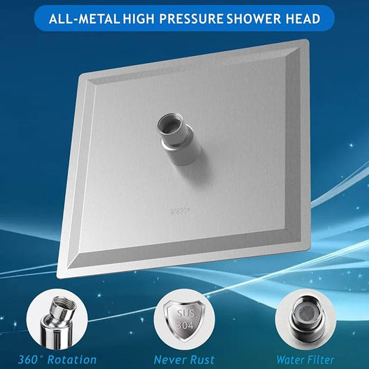 Voolan Rain Shower head, High Pressure Shower Head Made of 304 Stainless Steel, Relaxed Shower Experience Even at Low Water Flow and Pressure(6" Brushed Nickel)