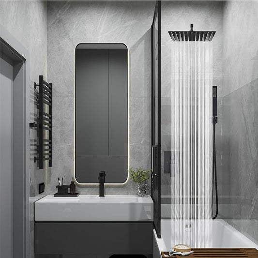 Midanya Shower Faucet Set with Handheld Sprayer,10 Inch,Matte Black | Rough-in Shower Valve and Trim Kit Included,Square Rain Head,Wall Mount Shower System,All Metal,Bathroom