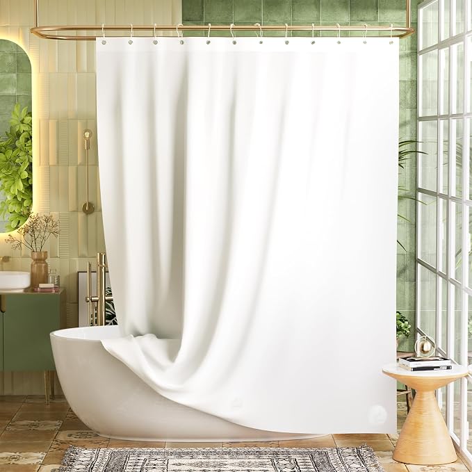 Bathway Shower Curtain Liner, White Shower Curtain Liner 72x78 Lightweight PEVA Waterproof Shower Curtain Liner Plastic with 3 Magnets and 12 Rustproof Metal Grommets, Long Shower Liner for Bathroom
