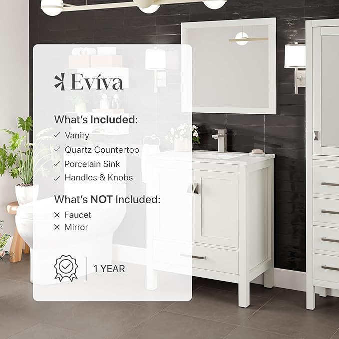 Eviva London 30 in. White Single Sink Bath Vanity with Carrara Quartz Top and Undermount Porcelain Sink