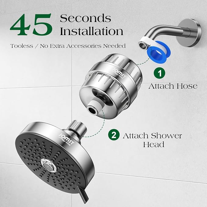 Filtered Shower Head COMBO – for Healthier Skin & Hair | 3 Mode High Pressure Shower Heads with 25-Stage Filtration | Removes 99.947% Chlorine & Heavy Metals | Shower Head with Filters - Chrome