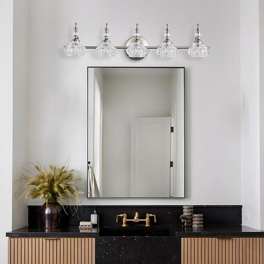 Modern Bathroom Brushed Nickel Vanity Light Fixtures Vintage 5-Light Vanity Lights Bathroom Lighting Fixtures Living Room Vanity Lighting Fixtures Over Mirror