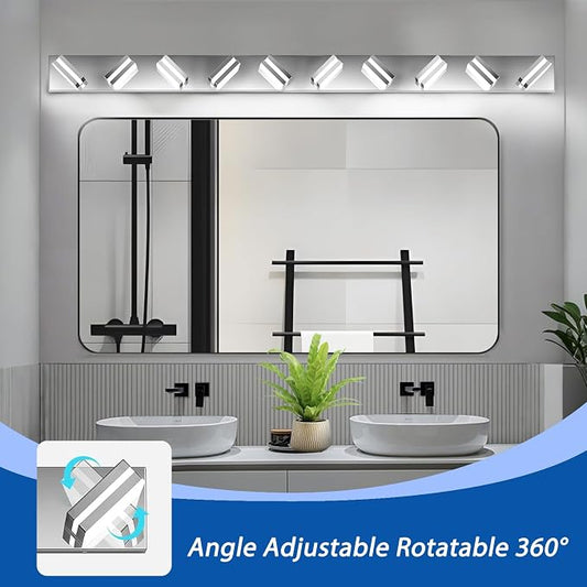 IZORRO LED Modern Bathroom Lights Fixtures(10-Light,Dimmable),Chrome Acrylic Wall Lighting,Vanity Lights for Bathroom Over Mirror - 6000k 40In (No Assembly Required)
