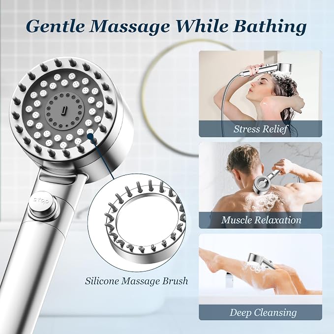 FEELSO Filtered Shower Head with Handheld, High Pressure Shower Filter Head | ON/OFF Switch, Anti-clog Nozzles, 4 Spray Showerhead with Filters for Hard Water, Remove Chlorine, Reduce Dry Itchy Skin