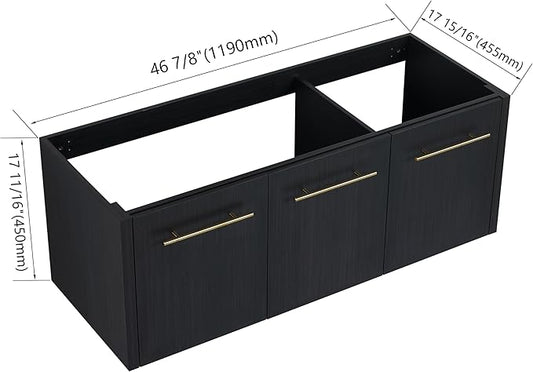 48 Inch Floating Bathroom Vanity,48" Bathroom Vanity Without Sink,Modern Vanity Cabinet,Black Wall Mounted Cabinet(Sink Basin Not Included)