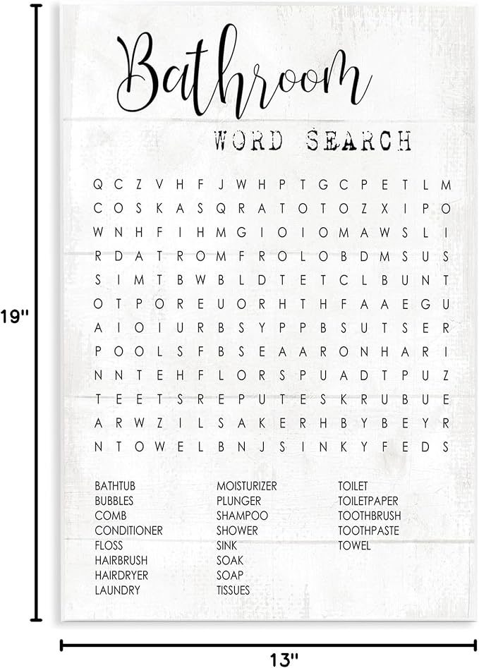 Stupell Industries Bathroom Word Search Fun Family Word Design Wall Plaque Art Design By Artist Daphne Polselli 13 x 19 | Stupell Industries · By Lil' Rue · Hand finished · Ready to hang · Made in USA
