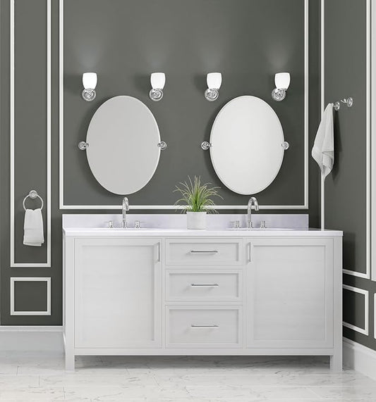 Gatco 1646 Triple Wall Sconce, White Finish Bathroom Vanity Light Fixture