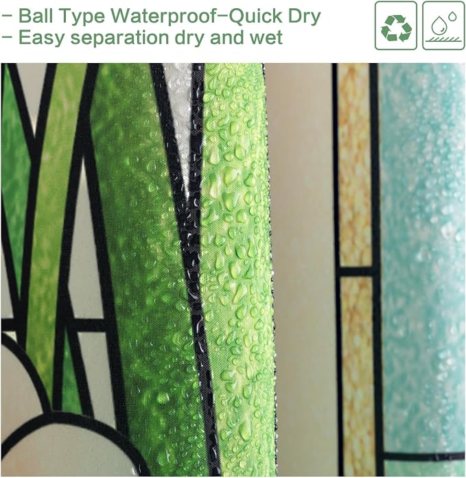 Flower Butterfly Shower Curtain, Glaze Glass Chinese Screen Window Shower Curtain Green Floral Shower Curtain Sets Waterproof Polyester Fabric Machine Washable Home Farmhouse Decor Bath Curtains