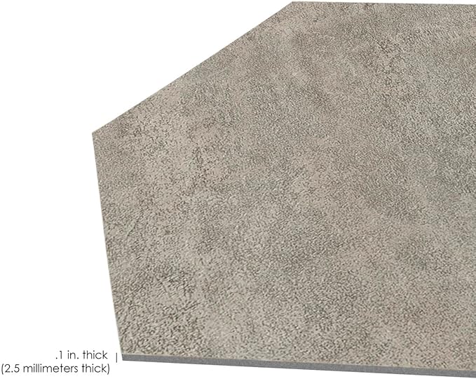 Self Adhesive Hexagon Vinyl Floor Tiles, 20 Tiles - 9" x 10.4", Floor Galore Graphite Pattern - Peel & Stick, DIY Flooring for Kitchen, Dining Room, Bedrooms & Bathrooms by Achim Home Decor