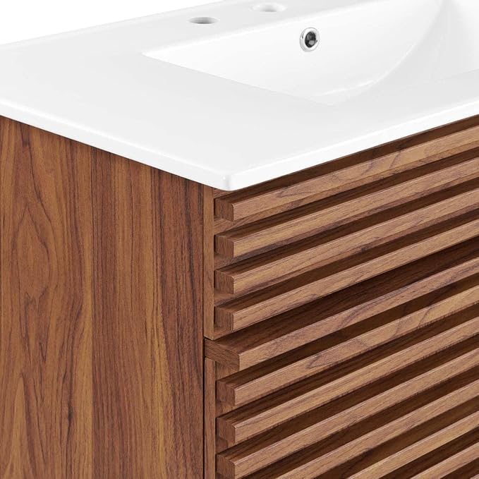 Modway Render 36" Bathroom Vanity in Walnut White