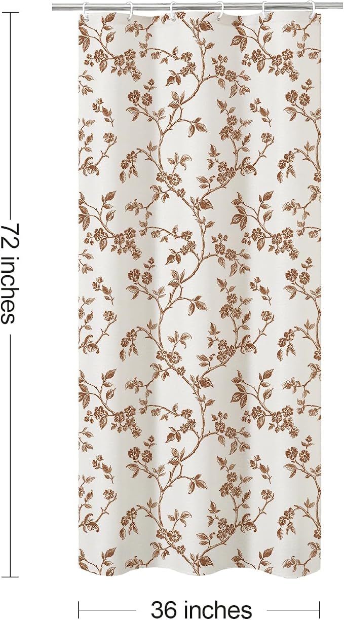 MitoVilla Small Stall Cotton Floral Shower Curtain for Bathroom,36 x 72 | Narrow Half BoHo Cottagecore Spring Shower Curtains, Modern Farmhouse Country Plant Leaves Bathroom Décor, 36 x 72