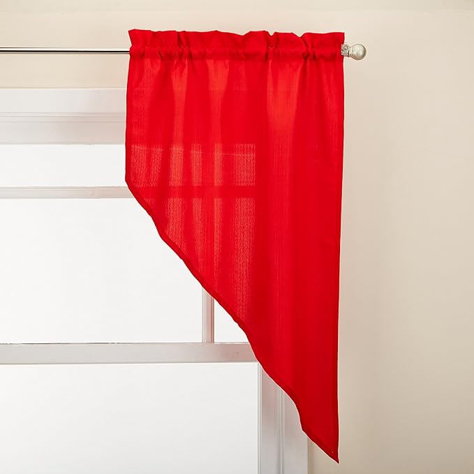 Sweet Home Collection Kitchen Window Tier, Swag, or Valance Curtain Treatment in Stylish and Unique Patterns and Designs for All Home Décor, Ribcord Red