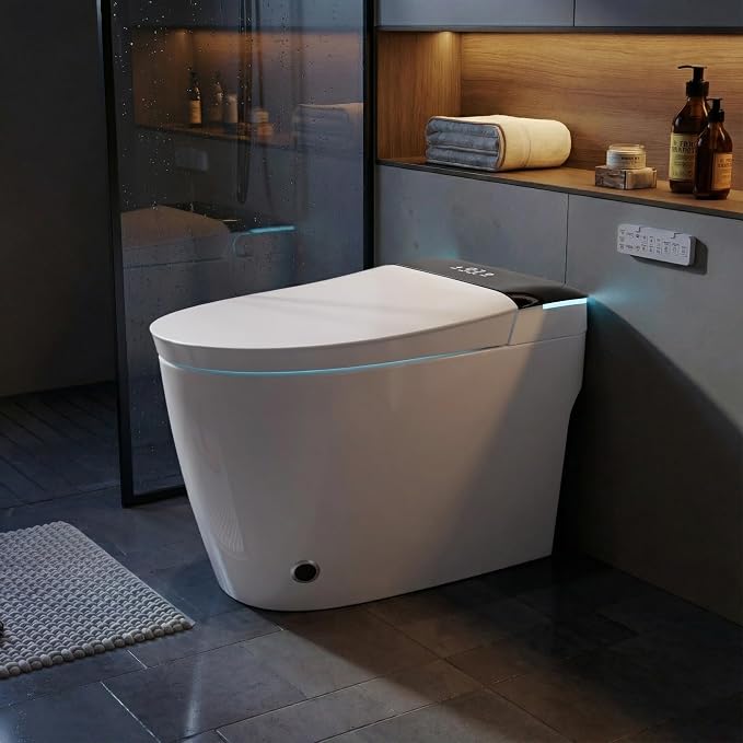 TOTTE Smart Toilet with Bidet Built in, Auto Open/Close Lid, ADA Comfort Height, 1000g MaP Flush, 1.28 GPF, Heated Seat & Dryer, Electric Tankless Toilets with LED Display