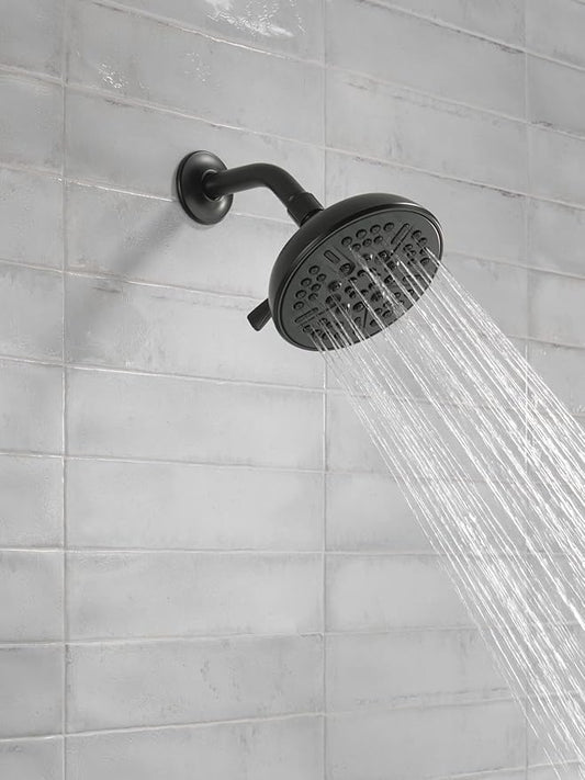 Delta Faucet 8-Spray Touch-Clean Matte Black Shower Head, Delta Shower Heads, Showerhead, Shower Head Black, 1.75 GPM Water Flow, Matte Black 75898CBL