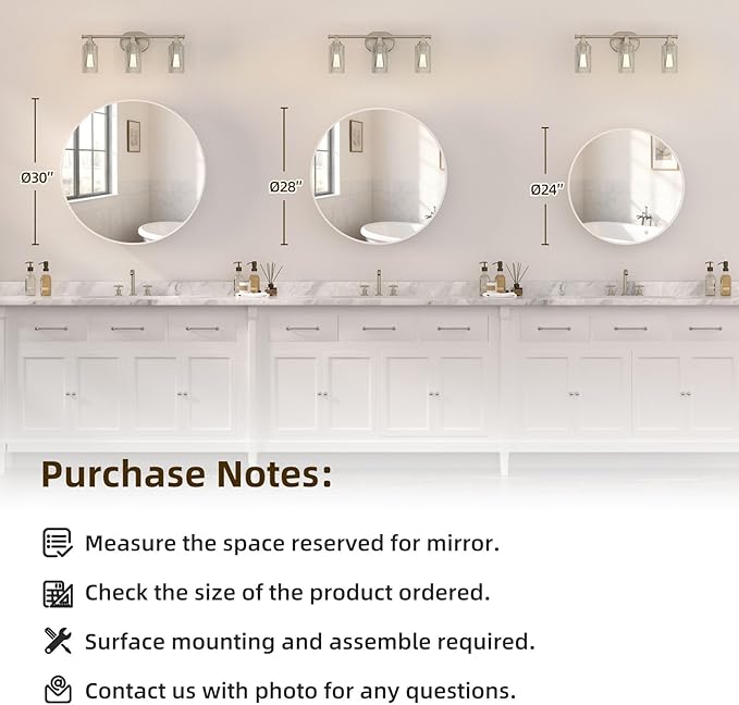28 x 28 Inch Round Medicine Cabinet with Mirror,White Circular Bathroom Cabinet Wall Mounted,Metal Framed Mirror Medicine Cabinet with Adjustable Shelves for Bathroom Vanity
