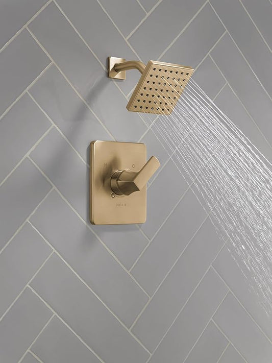 Delta Velum 14 Series Shower Faucet Set, Brushed Gold Shower Head and Handle Set, Valve Trim Kit, Champagne Bronze T14237-CZ (Valve Not Included)